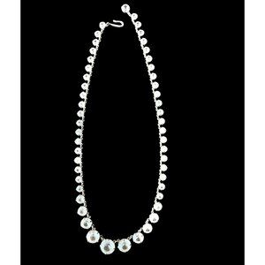 Clear Crystal Rhinestone Necklace open back Riviere style Vintage